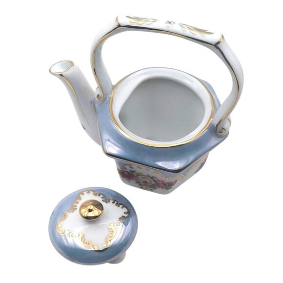 Vintage Porcelain Floral Teapot For One Lusterware With Lid Gold Trim China - Picture 7 of 9